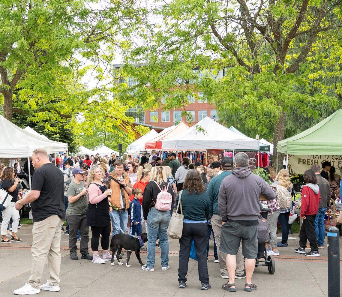 A previous picture of the Farmers’ Market at Puyallup’s Pioneer Park. The market is opening for its next season on April 18.