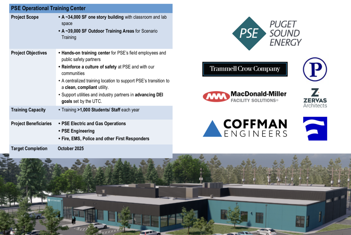 This fact sheet provided by PSE offers more details on the new training/operations facility in Puyallup.