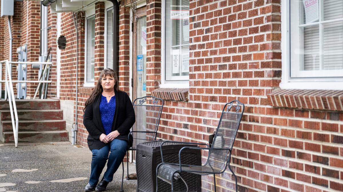 Spana-Park Senior Center director Beth King poses for a portrait outside of the center that is being evicted on Feb. 28th due to some complications with funding, in Parkland, Wash. on Feb. 27, 2023. The center has existed since 1981 and moved into its current location in 1985.