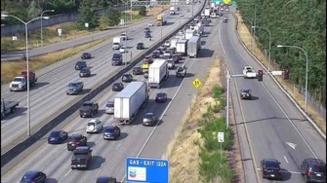Lanes blocked after collision on Interstate 5 in Lakewood
