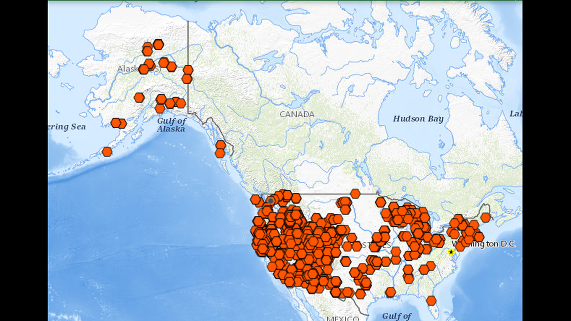A map shows more than 660 places in the country that are up for renaming in compliance with the U.S. Department of the Interior’s February proposal to remove the word “sq___” — an ethnic and sexual slur for Indigenous women&nbsp;— which was officially declared a derogatory term as a result of Secretary’s Order 3404, from Federal Lands. The Department announced a list of candidate replacement names for the geographic features with the word nationwide, initiated Tribal consultations and an opportunity for public comment to recommend and review proposed replacement names by April 25.
