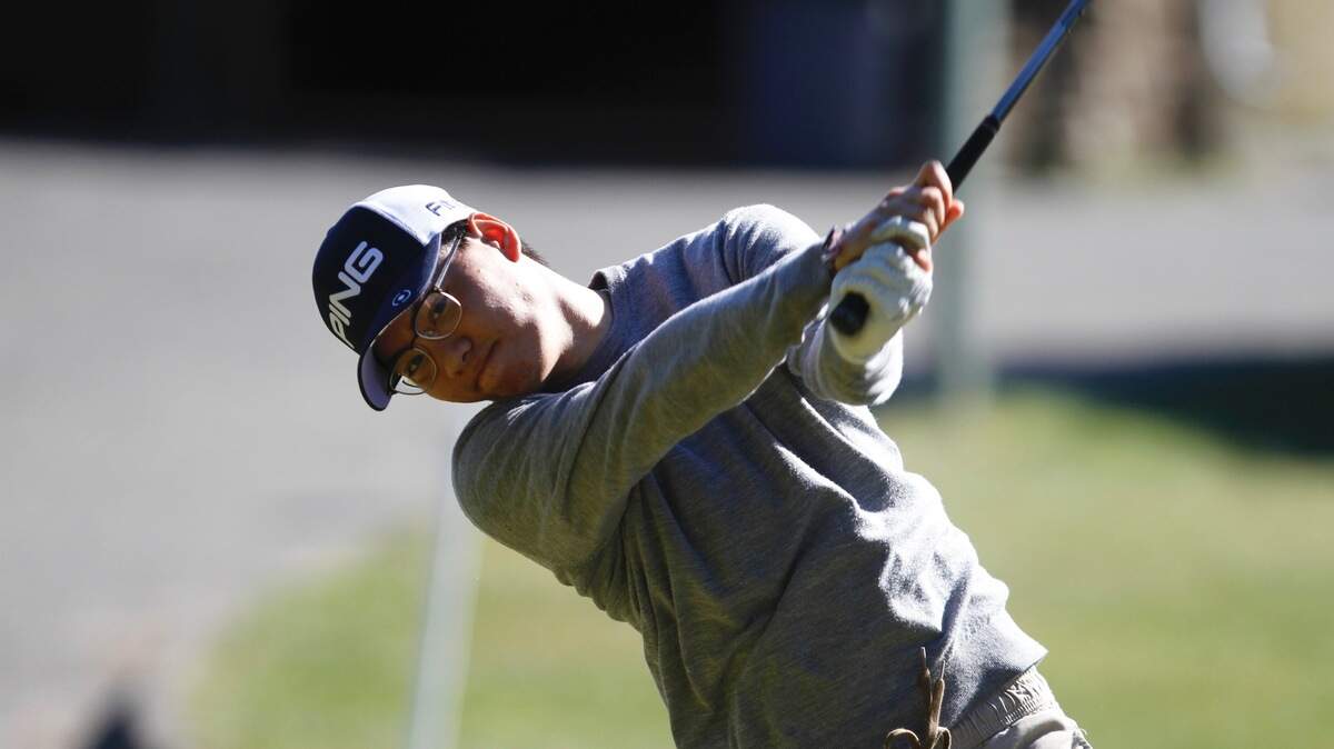 Gig Harbor High School golfer Sean Vaovasa at Madrona Links Golf Course in Gig Harbor on Monday, March 18, 2019.