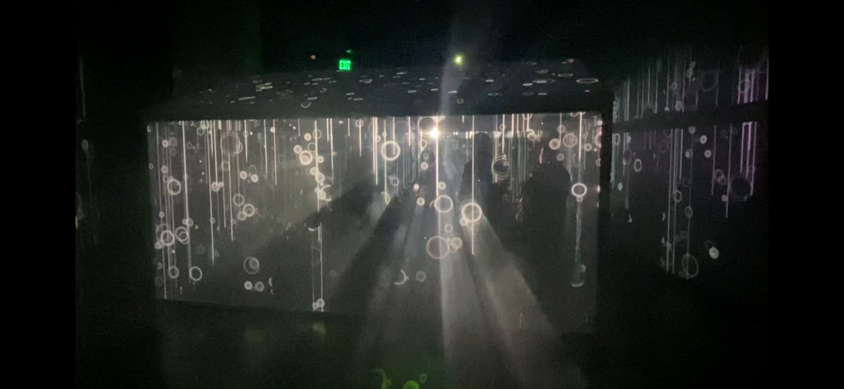 Studio Leigh Sachwitz has created an artistic version of a storm, first with rain drops and then lightning at WNDR Seattle.