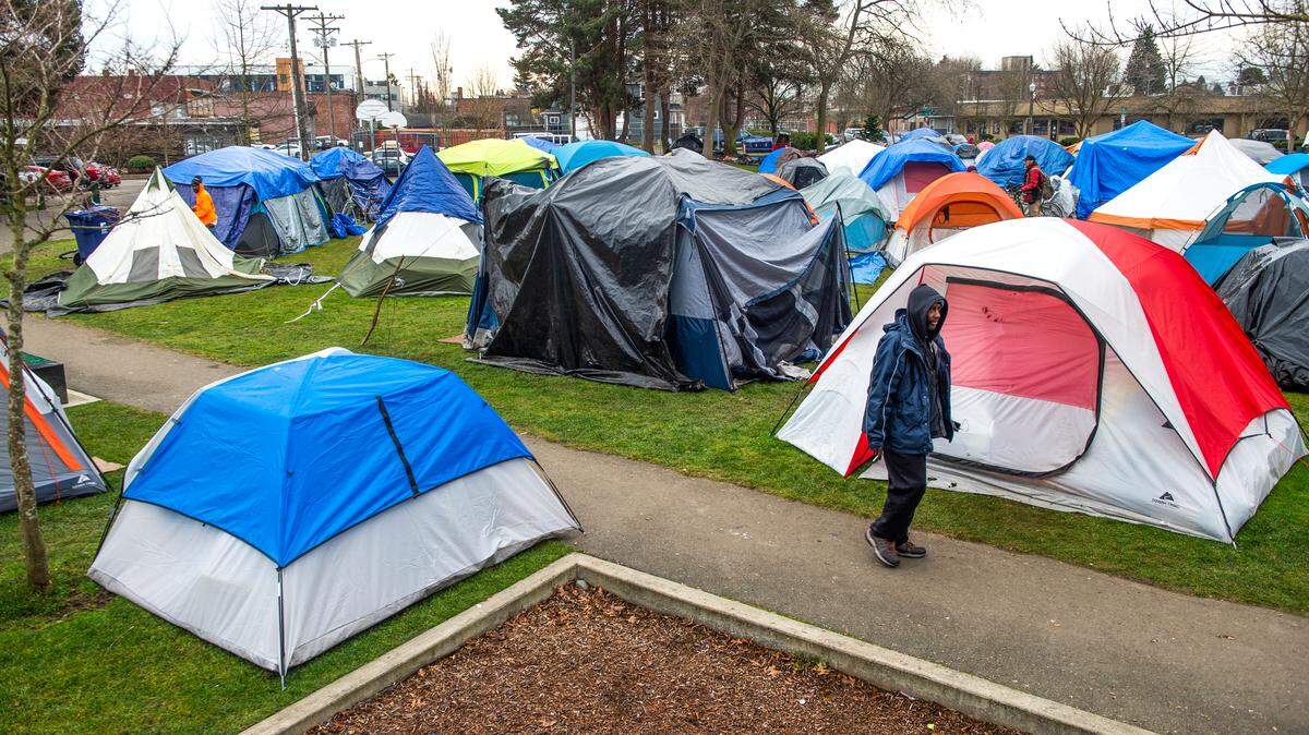 Homelessness tops the list of concerns for the next 10 years in a recent citywide survey of respondents in Tacoma’s five districts. This large encampment occupied People’s Park in the Hilltop neighborhood for several months until it was cleared in January 2020.