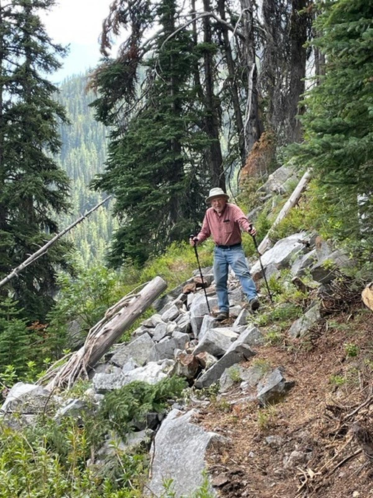 A group of men and women from across the state just returned from an seven-day backpacking trip in the Cascades. Dave Pine, 88 from Gig Harbor, was one of the oldest.