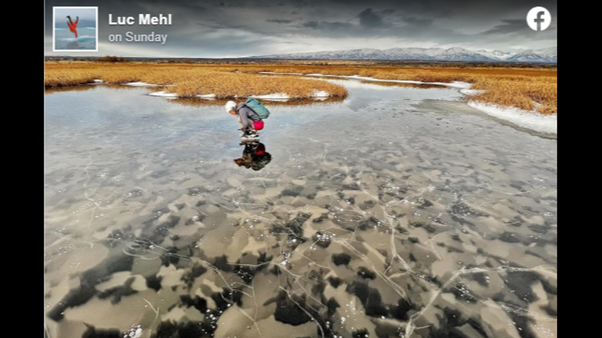 A frozen marsh in south central Alaska has become a source of wonder on social media, after it was found covered in “army camouflage ice.”