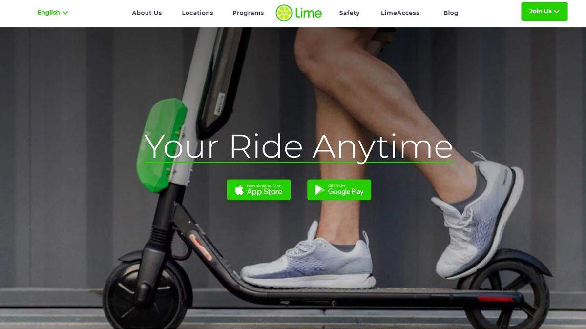 A screenshot of Lime’s bikeshare website.