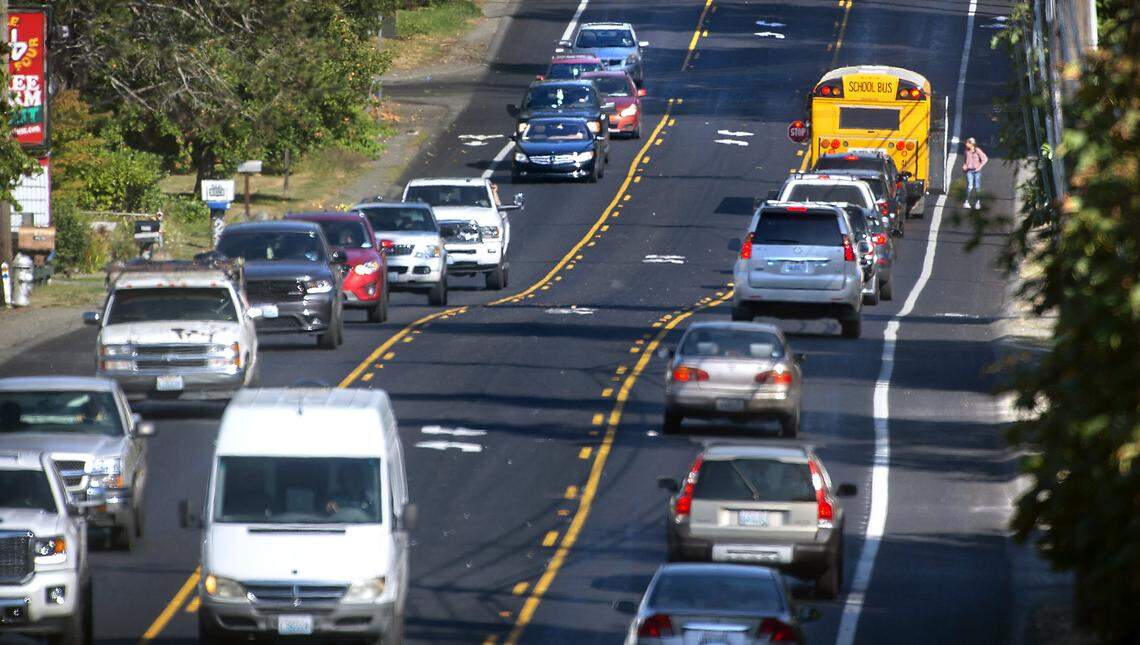 A school bus drops off students on 72nd Street East near Midland on Wednesday, Sept. 4, 2019.