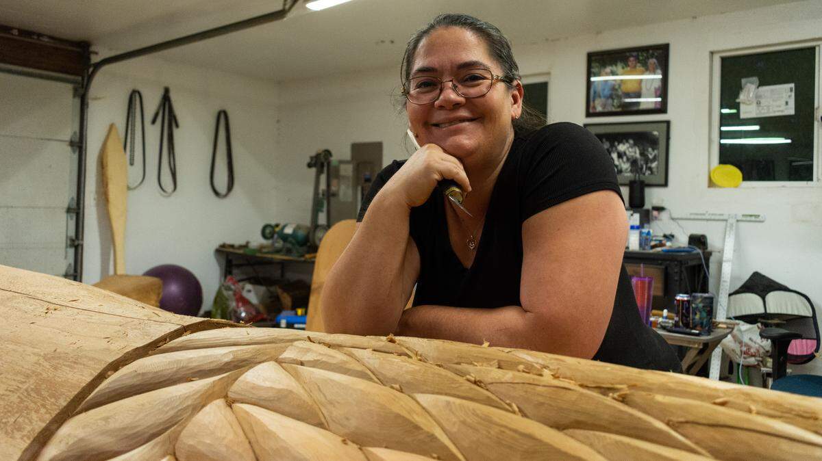 From house posts to hockey sticks, Squaxin artist Andrea Wilbur-Sigo carves her way