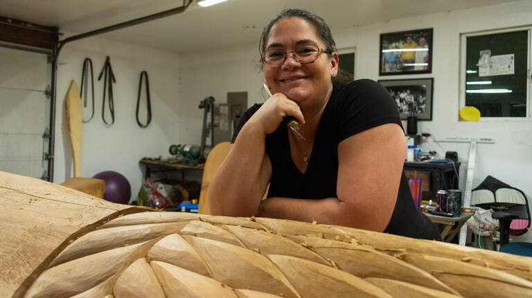 From house posts to hockey sticks, Squaxin artist Andrea Wilbur-Sigo carves her way