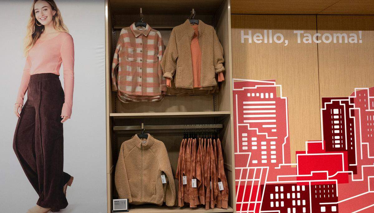 Displays are prepared for Sunday morning’s opening of the new Kohl’s store at the Tacoma Mall in Tacoma, Washington, shown on Thursday, Oct. 27, 2022.