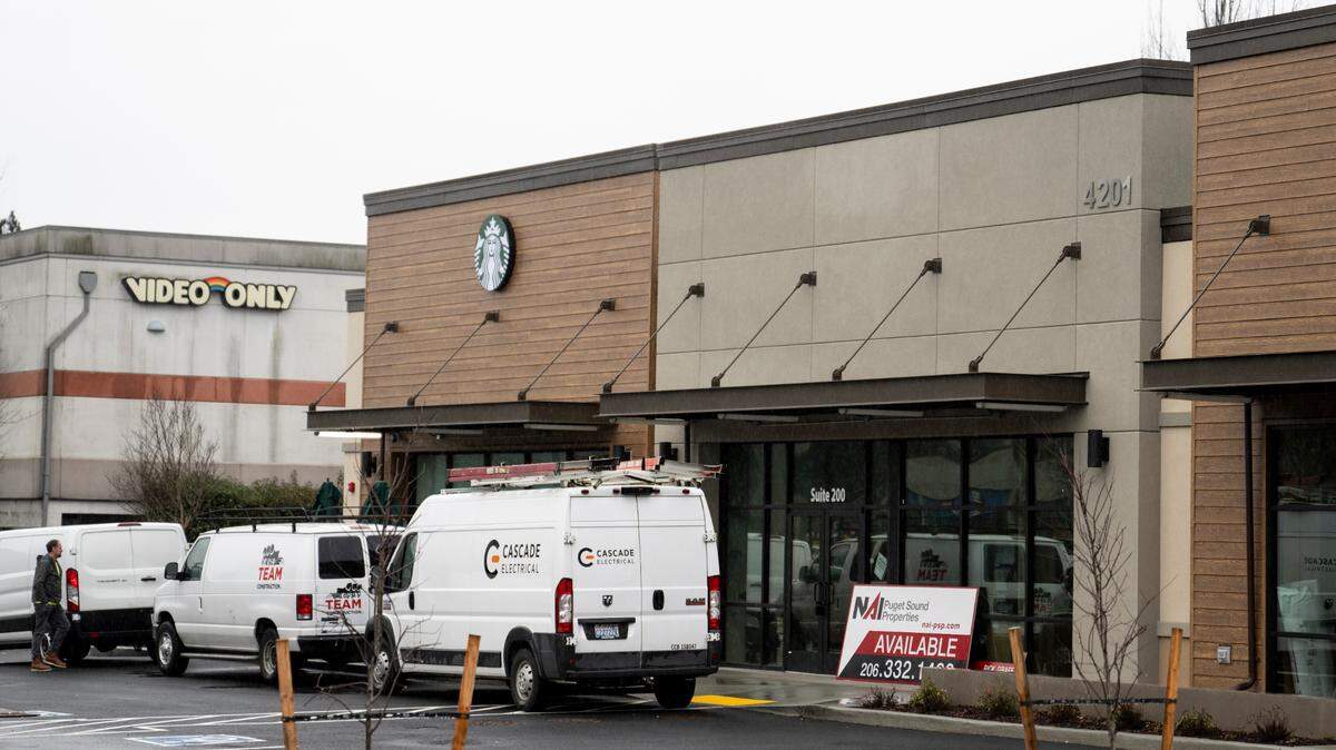 A new Starbucks, with a drive-thru, prepares to open near the Tacoma Mall, on Thursday, Jan. 18, 2024, in Tacoma, Washington.