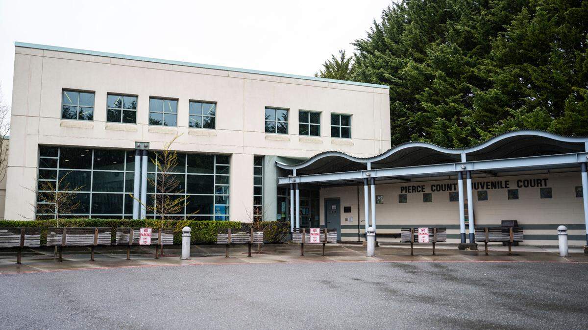 A view of the exterior of Remann Hall, which houses Pierce County Juvenile Court, in Tacoma on April 6, 2023.