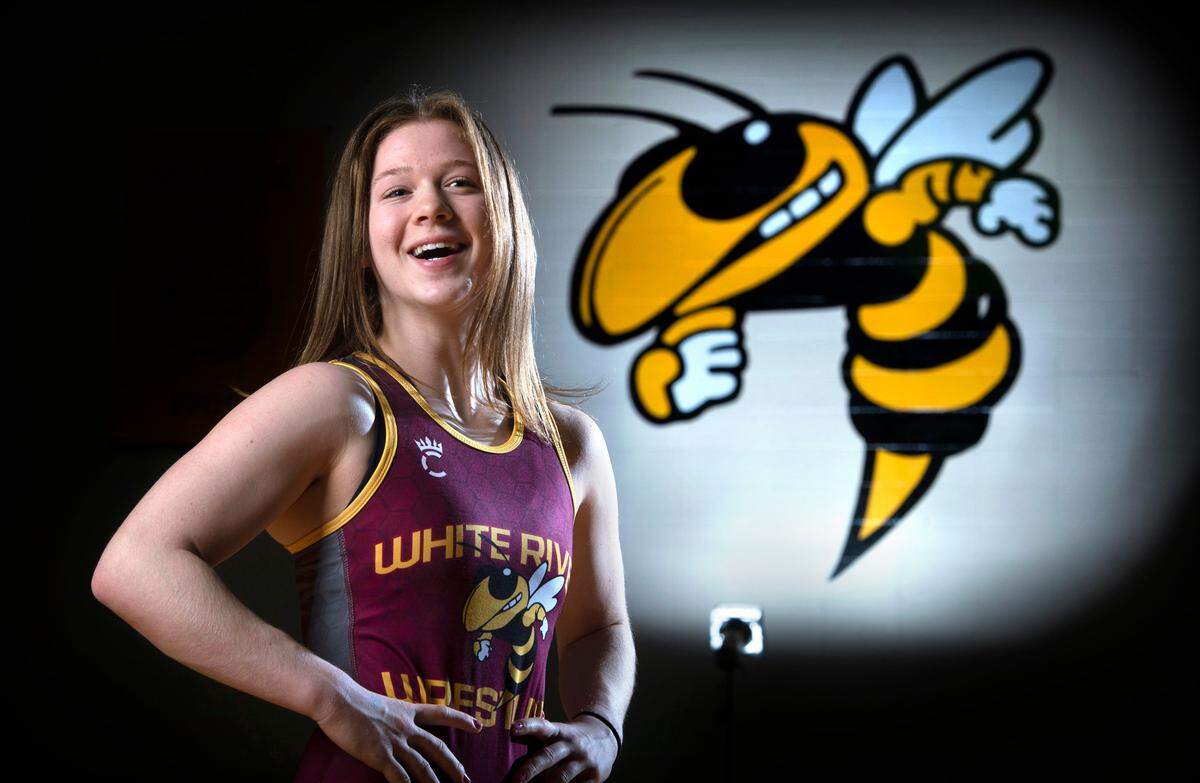 White River junior wrestler Shelby Moore is undefeated heading into this weekend’s Mat Classic state championships in the TacomaDome. Moore is photographed at White River High School in Buckley, Washington, on Tuesday, Feb. 15, 2022.