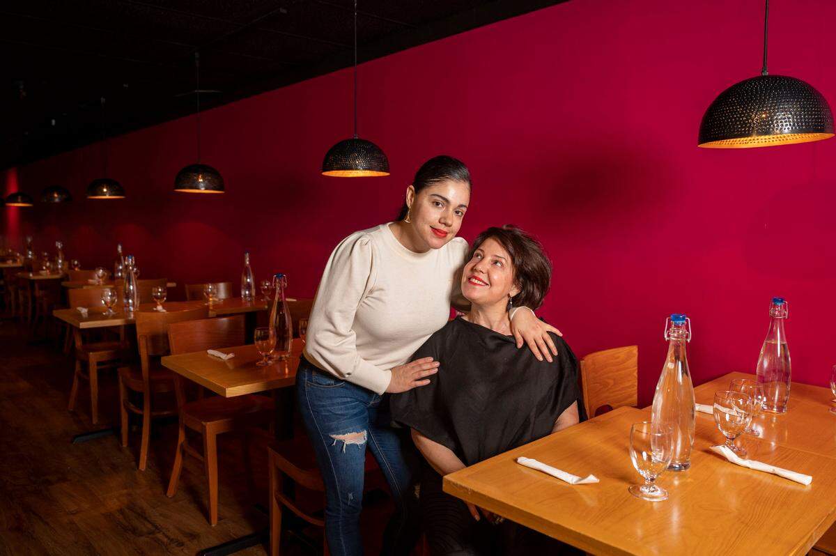 Angie Apodaca (left) and her mother, Beatriz villaseñor de Orozco, pose for a portrait inside their restaurant Indita Maria on Tuesday, Dec. 20, 2022, in Tacoma, Wash.