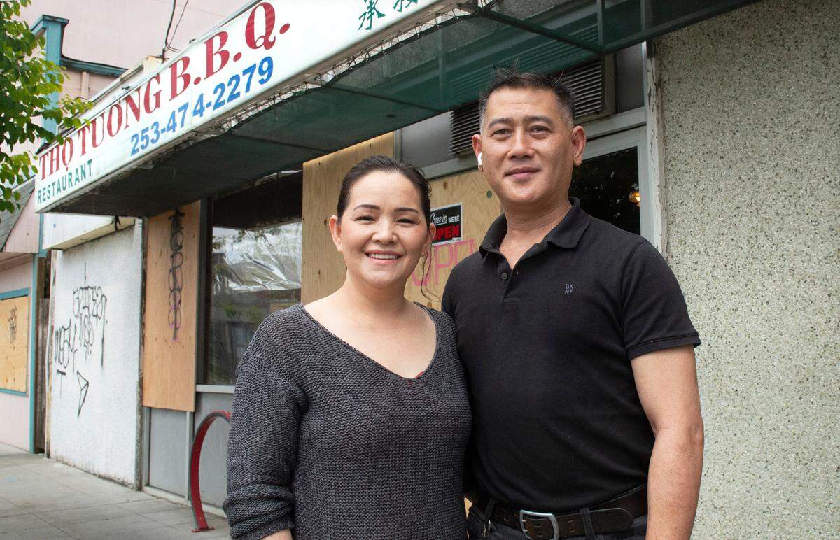 Ngon Tran and husband Phuc Ngo have run the Tho Tuong BBQ for 24 years in the Lincoln District, where in May a vandal broke out every window on their storefront. The restaurant was hit again this week.