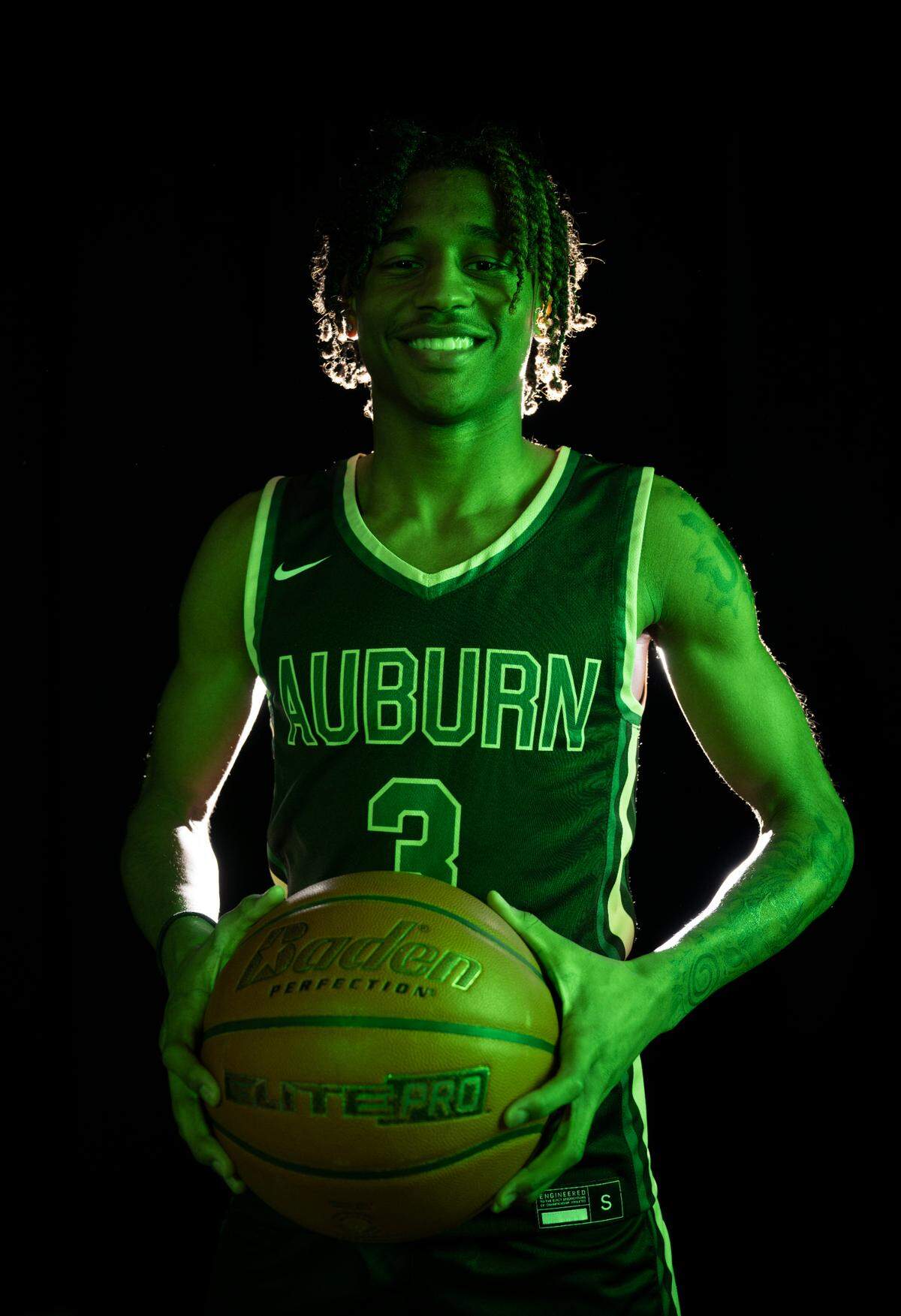 Auburn’s Jaylen Petty poses for a portrait after being selected as The News Tribune’s 2024 All-Area basketball player of the year, at Silas High School, on Sunday, March 17, 2024 in Tacoma, Wash.