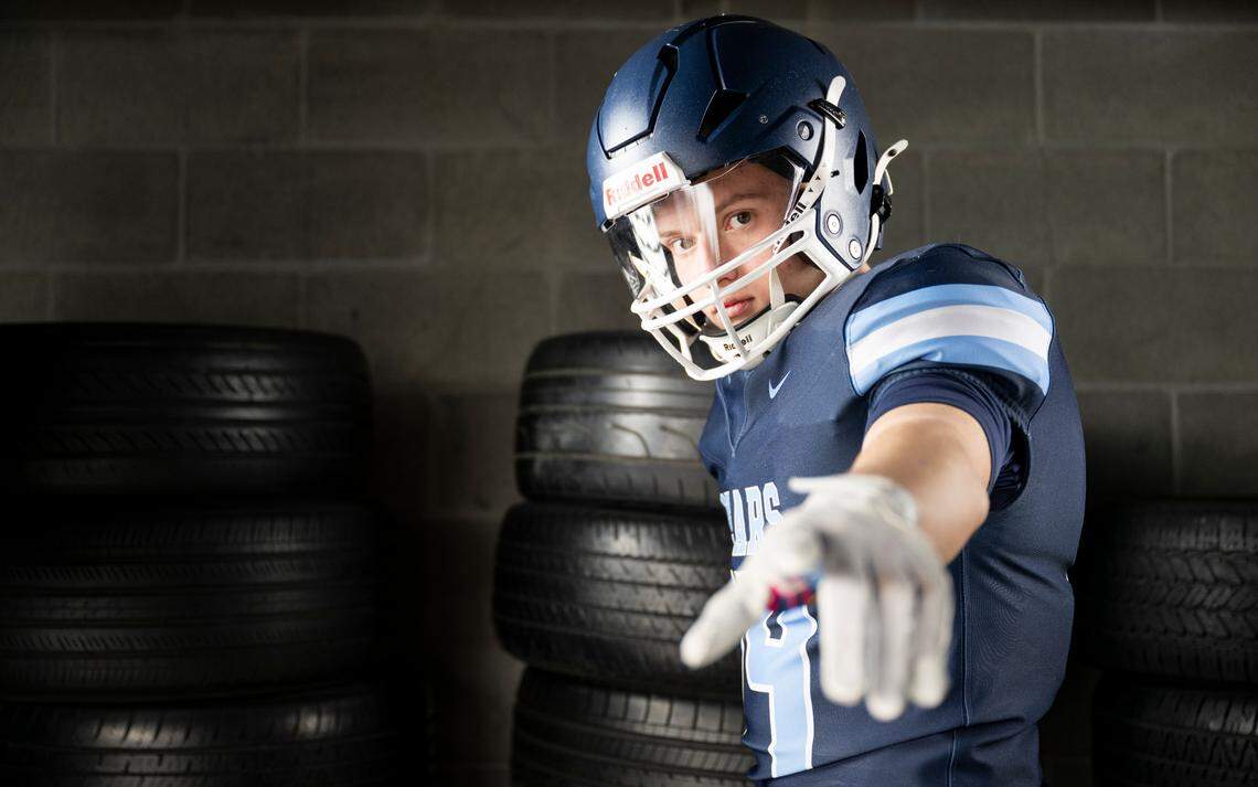 The News Tribune 2024 All-Area first-team receiver selection Harper Hejtmanek, Olympia, poses for a portrait at Mount Tahoma High School, on Sunday, Dec. 8, 2024, in Tacoma, Wash.