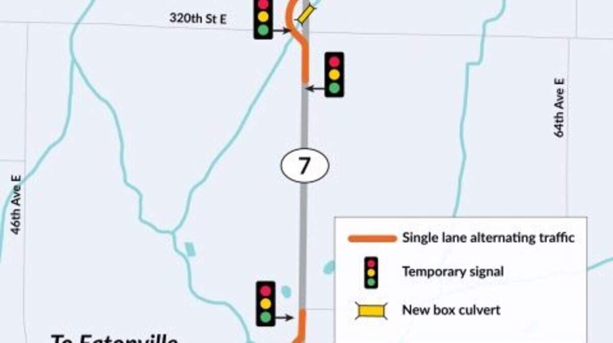Temporary bypass lanes along Washington State Route 7/Mountain Highway East will remain open until through fall, starting Aug. 1, 2023.