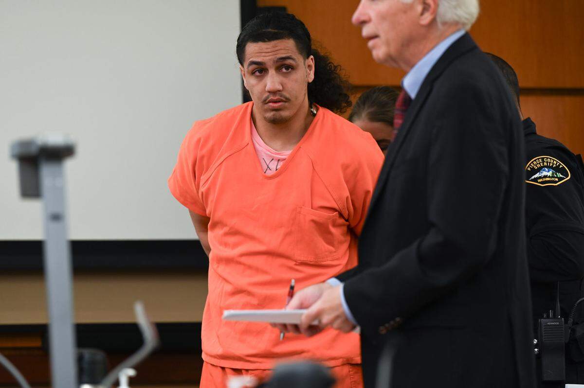 Alexander Carson is sentenced for the drive-by shooting and first-degree assault and first-degree attempted murder in a gang-related shooting that left a 22-year-old man shot in the head, in Pierce County Superior Court on Friday, June 14, 2024, in Tacoma, Wash.