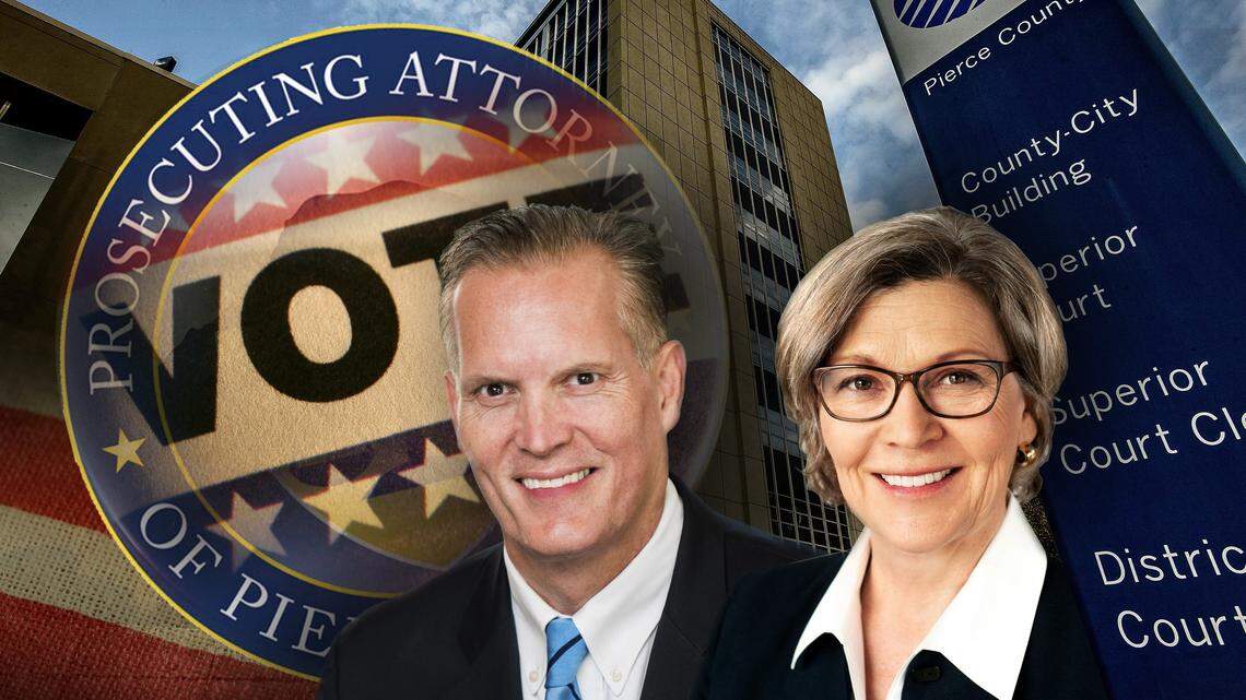 Mark Lindquist and Mary Robnett, candidates for Pierce County prosecutor.