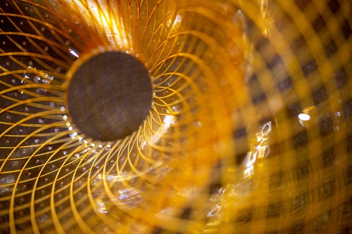 A blown glass piece by Trenton Quiocho, a Hilltop Artists Program alumni and curator of the exhibit “GATHER: 27 Years of Hilltop Artists” is seen on Tuesday, March 29, at the Tacoma Art Museum in Tacoma, Wash.