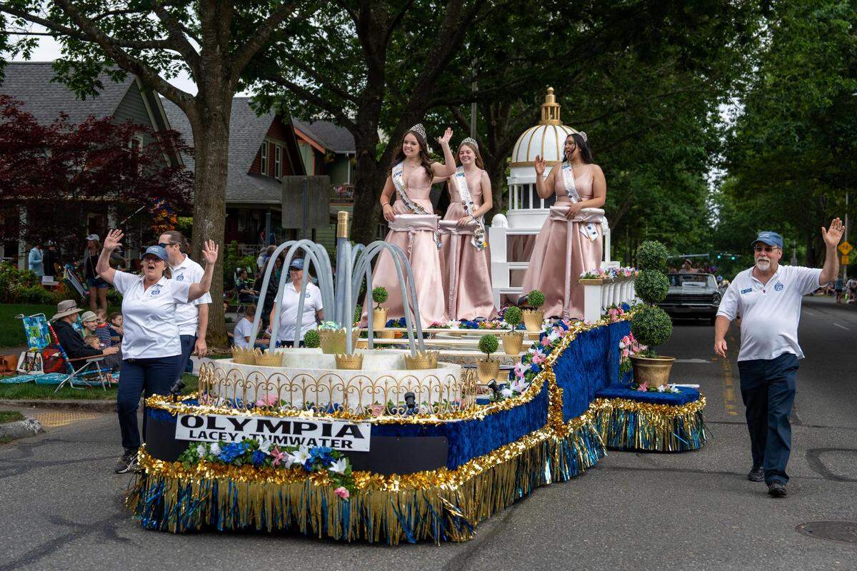 One of the many floats in the Lakefair Grand Parade in Olympia, Wash. on Sat. July 16. This is the first year since the COVID-19 Pandemic that the parade has happened.