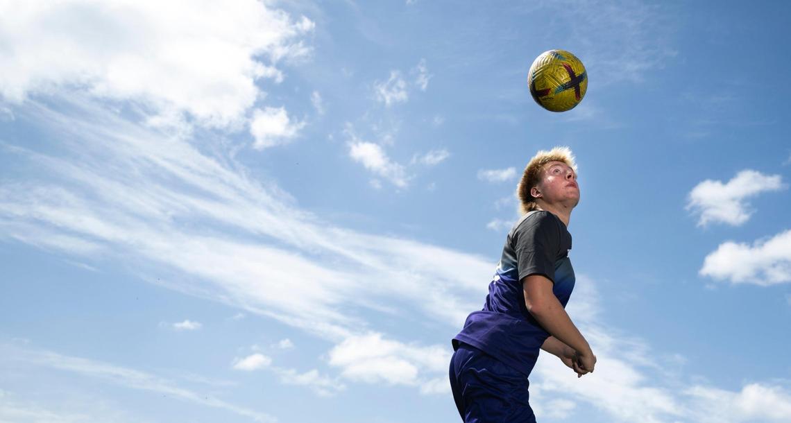 The News Tribune’s 2025 All-Area boys soccer player of the year Puyallup High School senior forward Zack Robertson poses for a portrait at Sparks Stadium, on Thursday, June 12, 2025, in Puyallup, Wash.