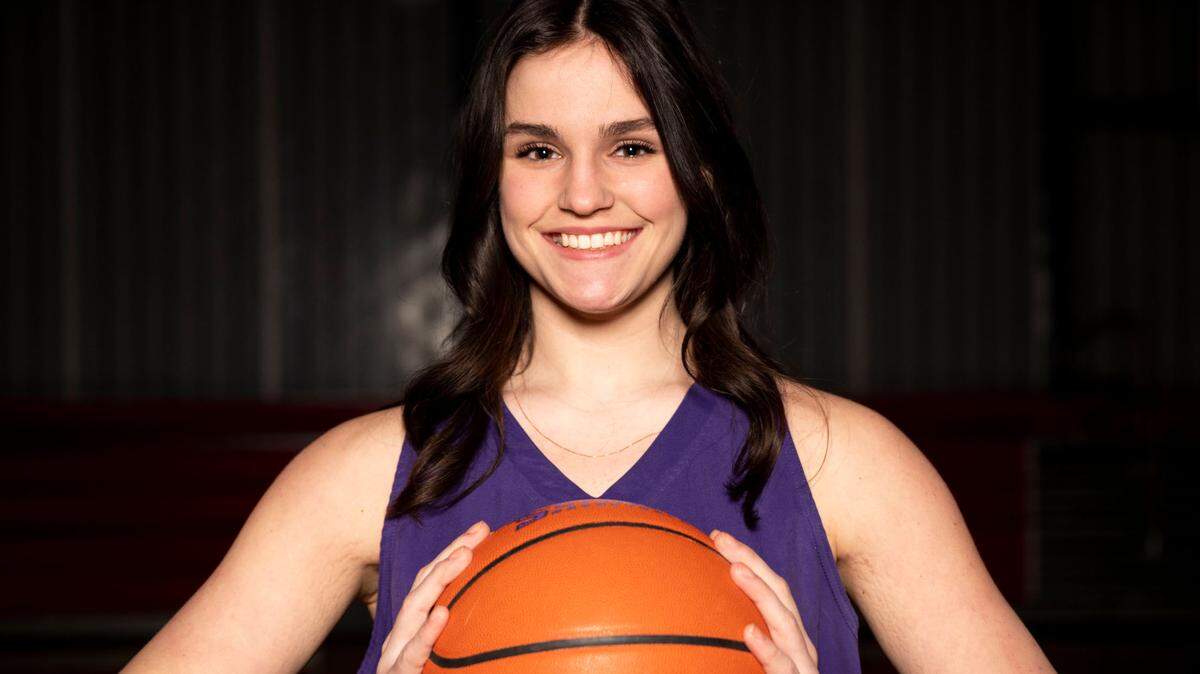 New Tribune’s player of the year Alyson Deaver, of Sumner, poses for a portrait on Wednesday, March 16, 2022, at Silas High School in Tacoma, Wash.