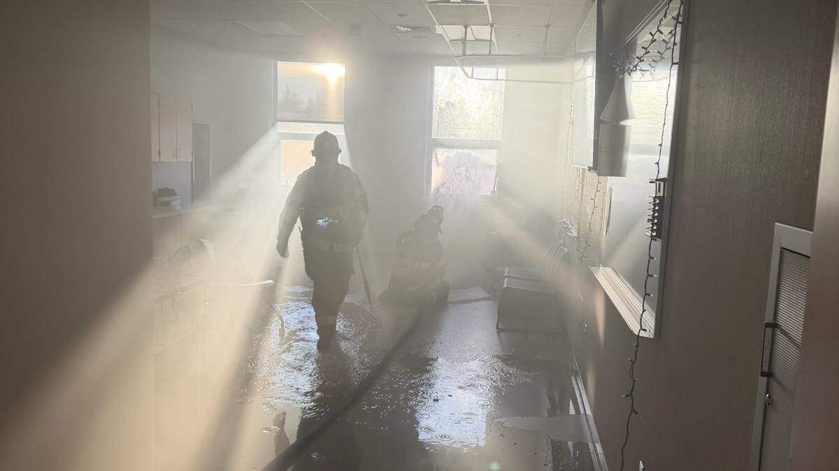 Crews and the school’s sprinkler system extinguished a fire in Ferrucci Junior High School on April 4.