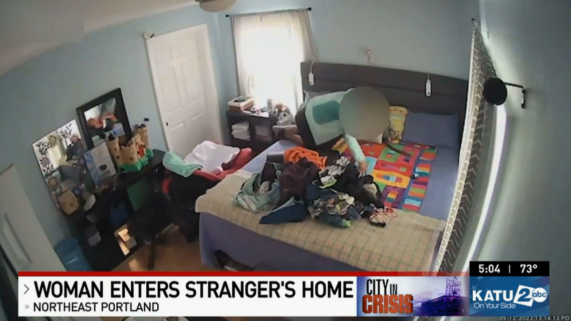 A mother found a woman in her 10-year-old’s bed in Portland, Oregon, on Sept. 13, 2022. The incident was recorded on a Ring camera.