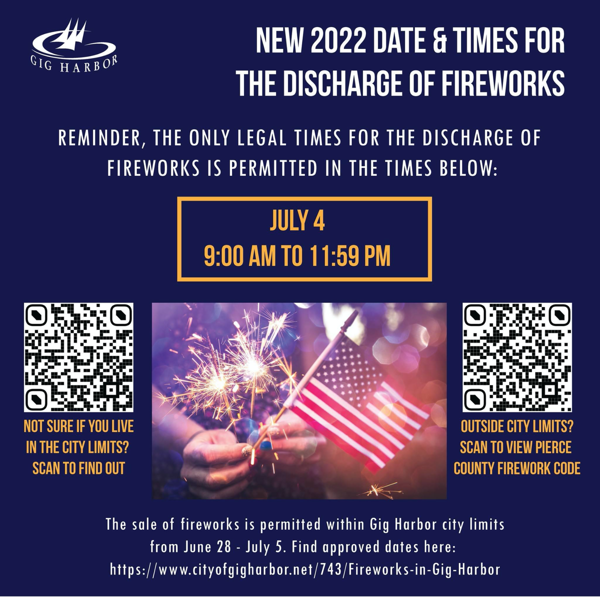 New firework policy goes in affect this year changing legal discharge of fireworks within city limit to only July 4th 9 a.m -11:59 p.m.