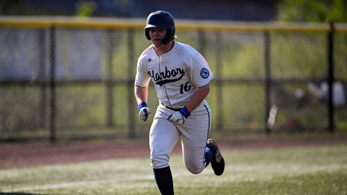 Gig Harbor’s Jake Cuda (16) scores a run against Timberline during the baseball game at Sehmel Homestead Park, on Wednesday, April 30, 2025, in Gig Harbor, Wash.
