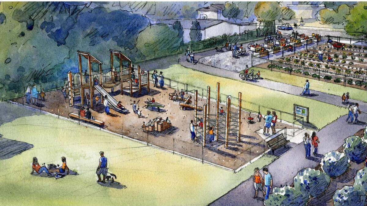 This rendering shows the playground coming to Charlotte’s Blueberry Park in Tacoma.
