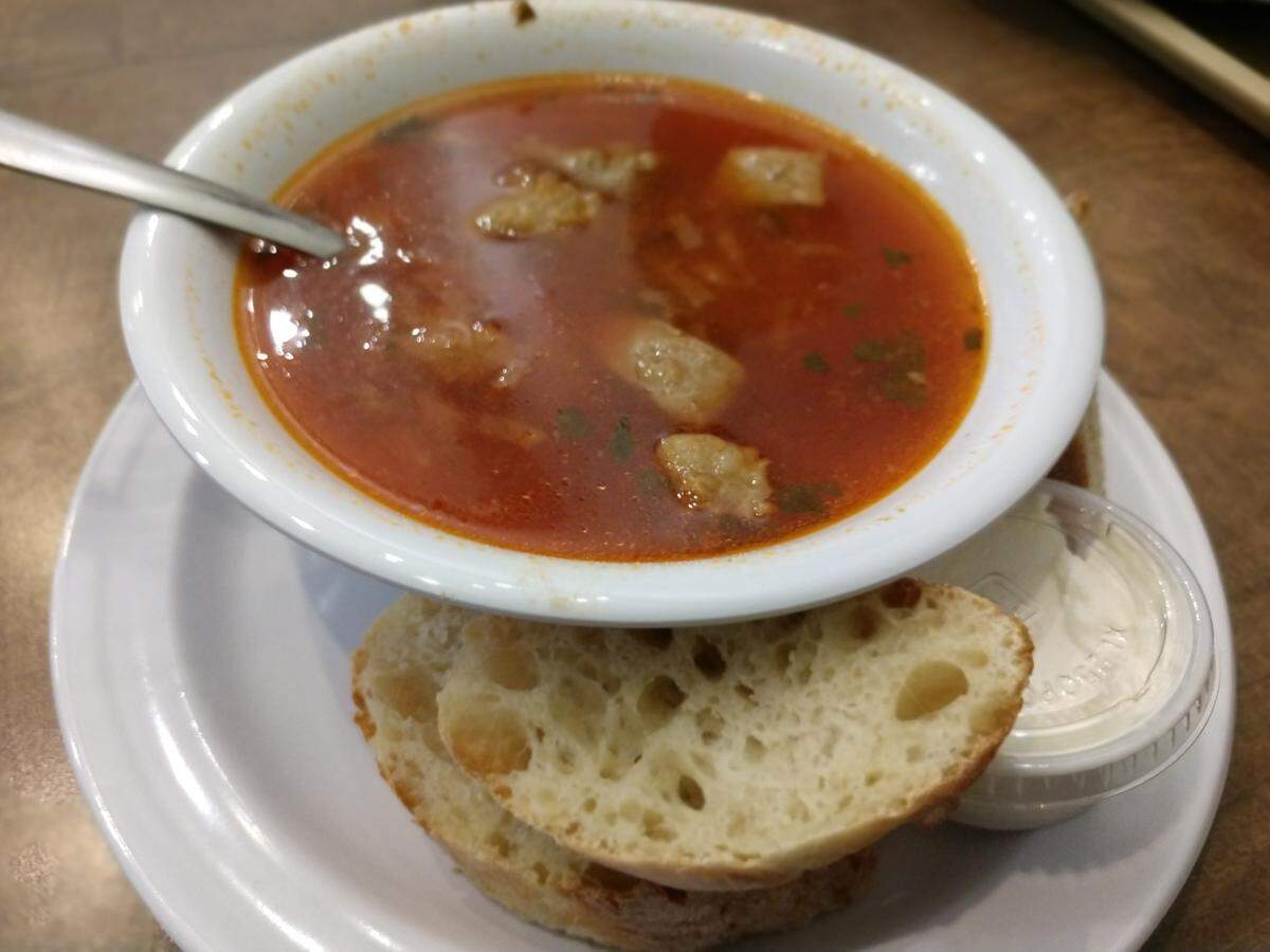 A bowl of borscht soup from Marvel Bay Cafe.