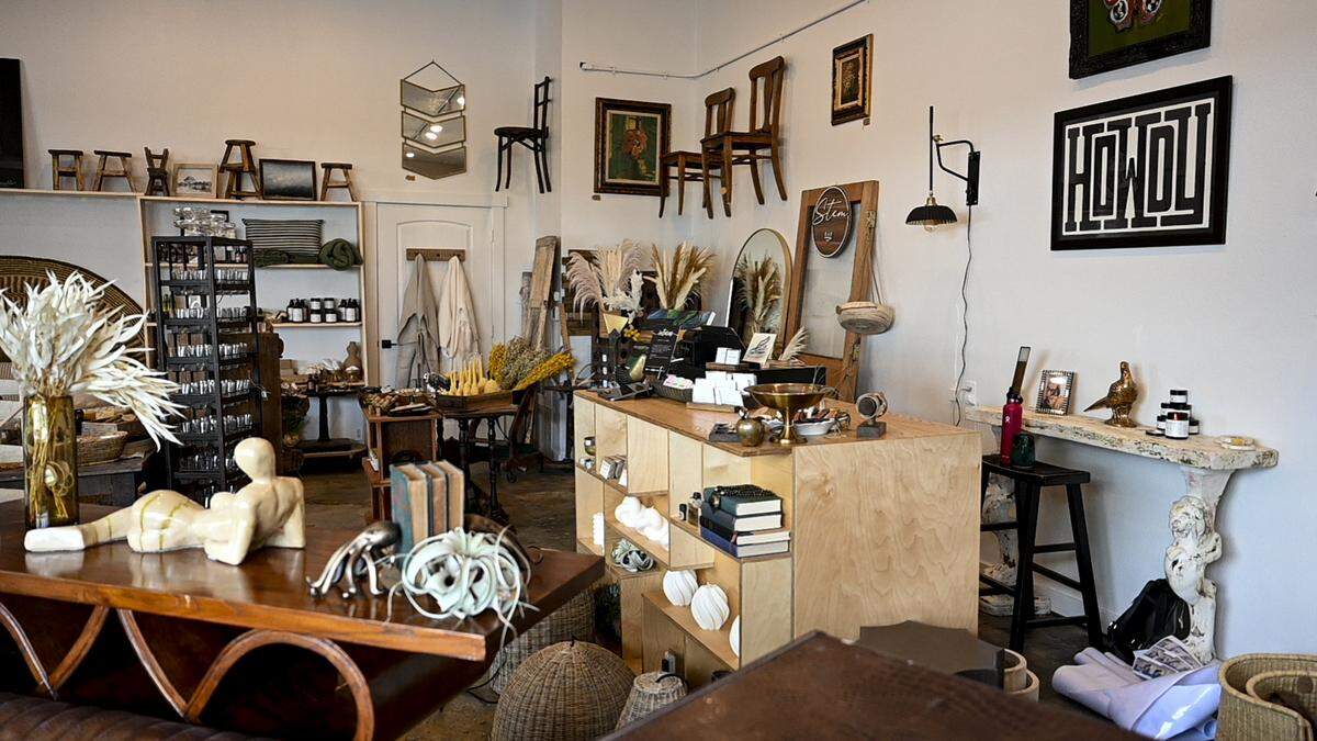Proprietor Starr Hall curates all the pieces at Arch & Starr, shown Wednesday, July 12, 2023, in Gig Harbor, Wash.