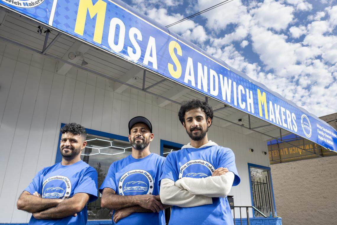 Hashed Mousa has opened Mosa Sandwich Makers with his twin sons, Abdulghanil (left) and Adel Mosa. They showed off the new Lakewood shop on Aug. 19.