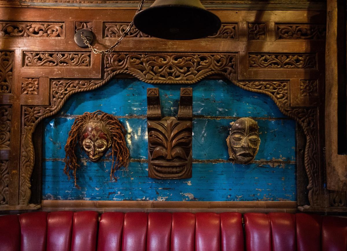 A view of a booth inside the Old Hangout Bar during a tour of the McMenamins Elks Temple in Tacoma.