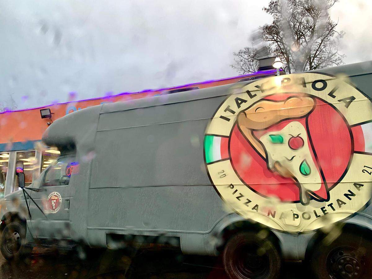 The Conversanos operated their pizza business from this gray truck, shown here on a rainy Feb. 3, 2023, only a month after it opened.