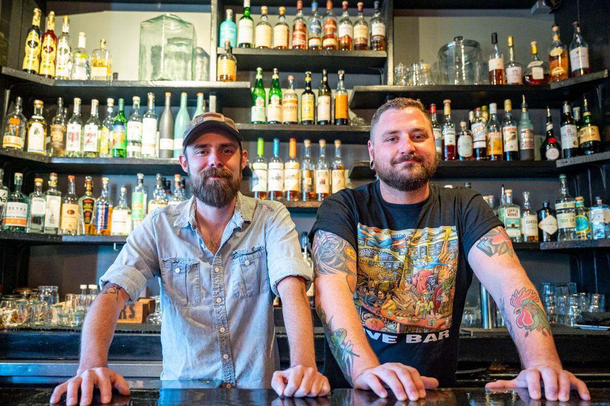 Chef Riley Morgan (left) and bar manager Christopher Jennerjohn plan to update the interior of 1022 South J slightly. The new bar will feel more like a tavern, said Morgan, but still offer great cocktails and thoughtful food.