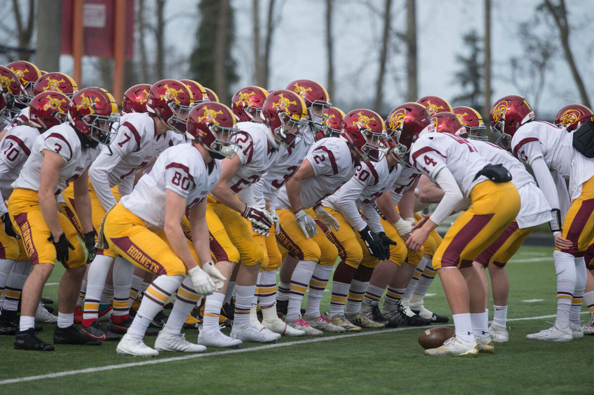 Enumclaw High School players warm up before a 2A SPSL game against Steilacoom on Saturday, Feb. 27, 2021 in Steilacoom, Wash.
