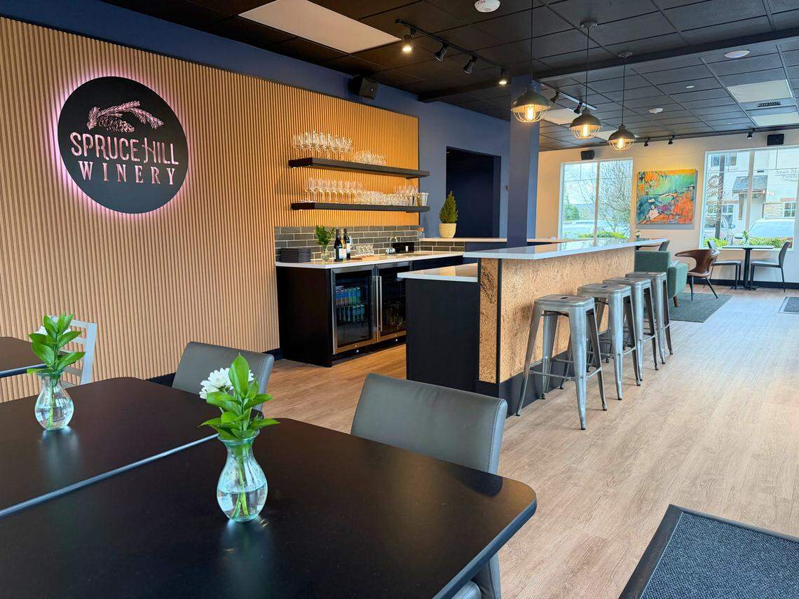 Spruce Hill Winery’s new tasting room is open afternoons Friday through Sunday, and offers a selection of wines and snacks.