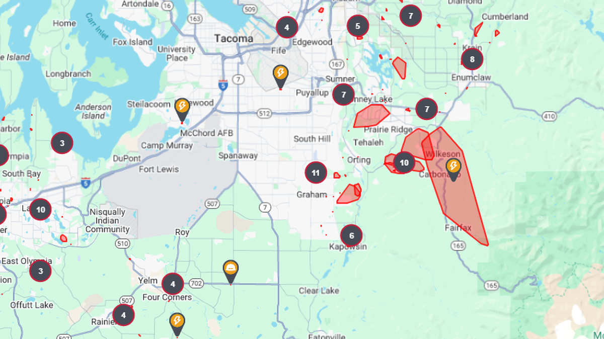 Thousands in Pierce County are without power on Oct. 27, 2025.