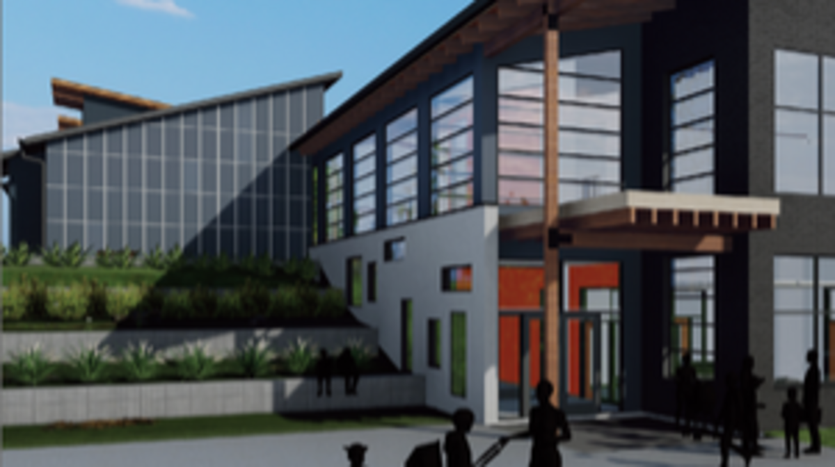 An architect’s drawing of Pioneer Elementary School.