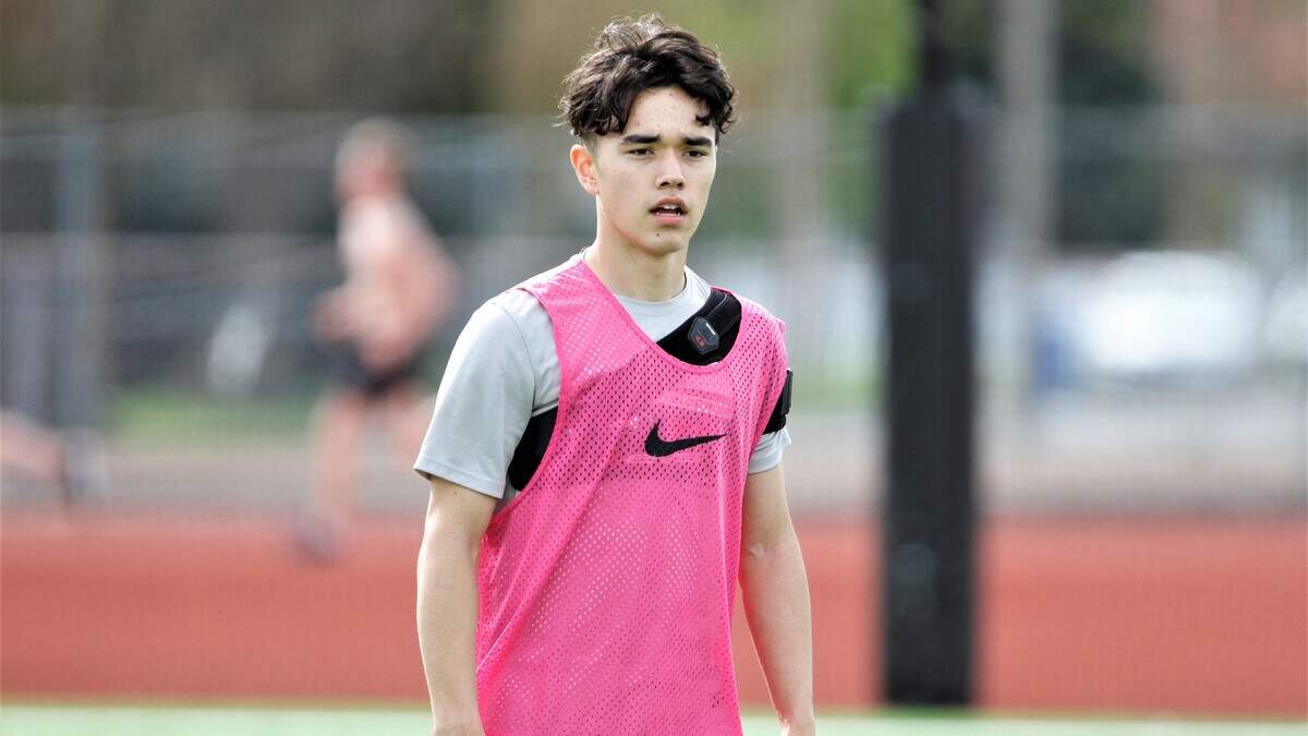 Puyallup High School junior midfielder Logan Oyama at practice on Monday, April 15 at Sparks Stadium.