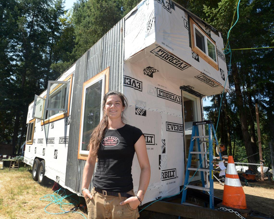 Olivia Tyrnauer is pictured in her tiny home which is on display at the Thurston County Fair thought Sunday August 4th.