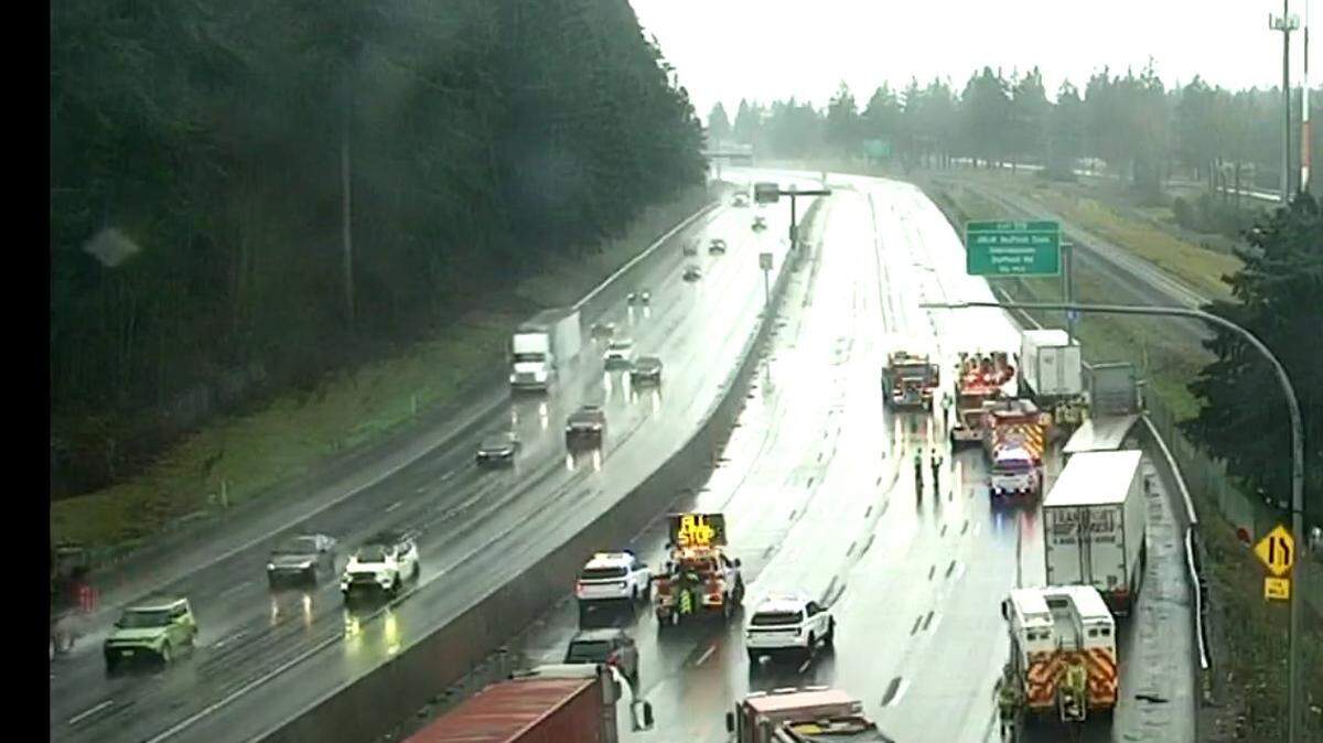 A crash near the JBLM Main Gate has blocked traffic.