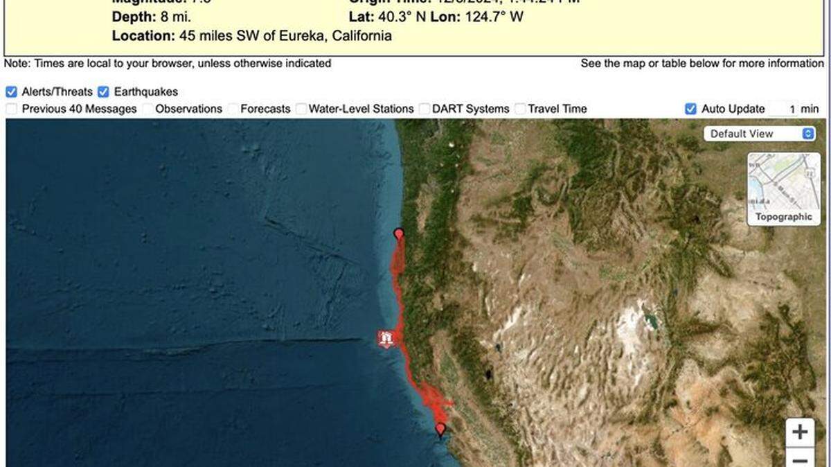 A tsunami warning has been issued following a magnitude 7.3 earthquake off the coast of California Thursday, Dec. 5, 2024.