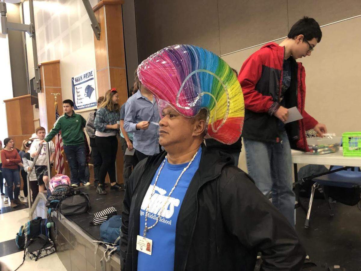 Paul Fu’a posing at Lakeridge Middle School during spirit week in October 2019.
