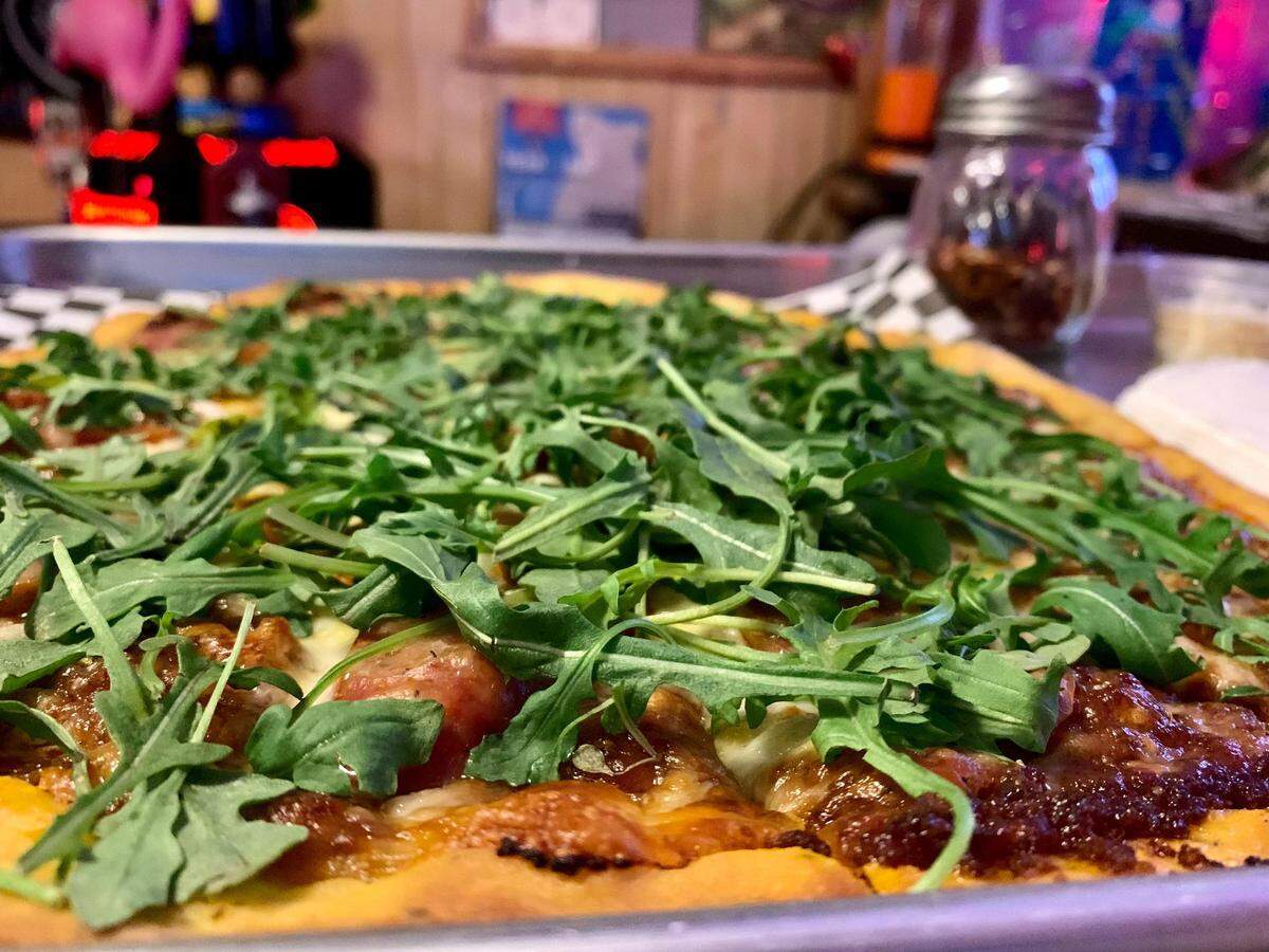 The Tipsy Tomato on Center Street in Tacoma serves surprisingly good thin-crust pizza, with an array of crazy toppings from which to choose.
